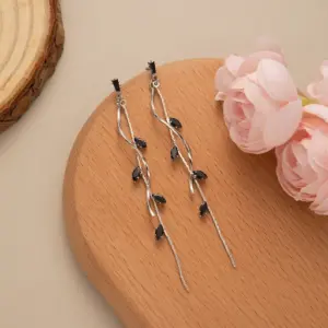 E4870-1/Silver-Black Diamond Inlaid