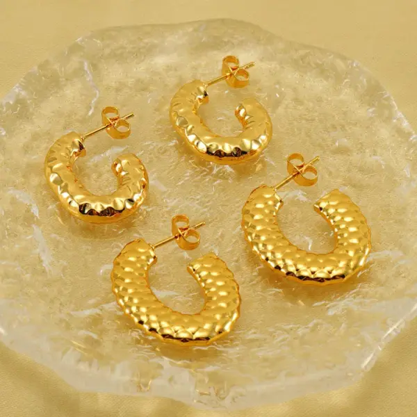 Wholesale 1 Pair Elegant Water Droplets Polishing Gold Plated Stainless Steel Titanium Steel 18K Gold Plated Earrings