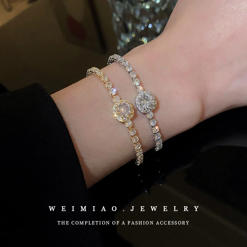 Wholesale 1 Piece Simple Style Square Copper Plating Inlay Zircon Bracelets