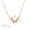 Wholesale 304 Stainless Steel Copper 18K Gold Plated K Gold Plated Inlay Heart Shape Wings Butterfly Zircon Pendant Necklace