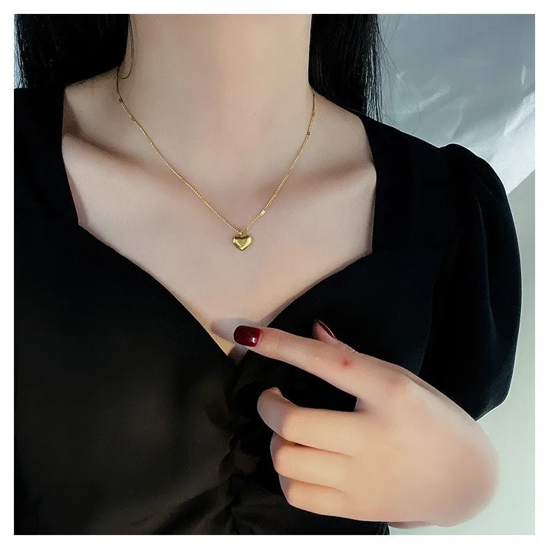 Wholesale Simple Style Heart Shape Titanium Steel Pendant Necklace 1 Piece