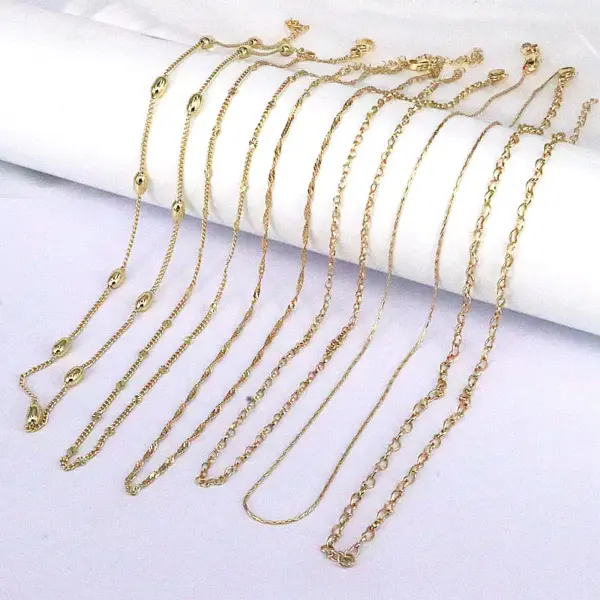 Wholesale Simple Style Solid Color Copper Gold Plated Necklace In Bulk