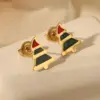 Wholesale 1 Pair Christmas Sweet Simple Style Christmas Tree Santa Claus Enamel 304 Stainless Steel Zircon 14K Gold Plated Ear Studs