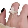 Wholesale Pink Gradient Double Layer Hand Jewelry Hollow Butterfly Ring Summer Niche Casual Beautiful High-Looking Cool Feeling Ring