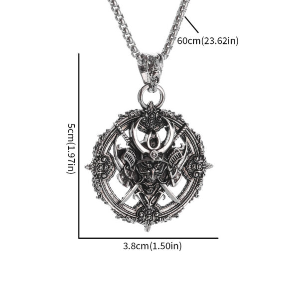 Wholesale Cross-border retro Gothic domineering turntable samurai devil pendant necklace men's trendy jewelry gift
