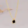 Wholesale 304 Stainless Steel Square PVD Coated Shell 18K Real Gold Plated Retro Waterproof Non Tarnish Pendant Necklace