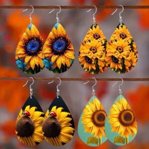Wholesale Stunning Sunflower Teardrop Earrings