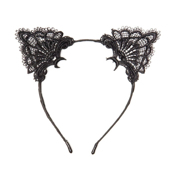 Wholesale Foreign trade cute sexy black lace cat ear hair band lace hair band headdress adult