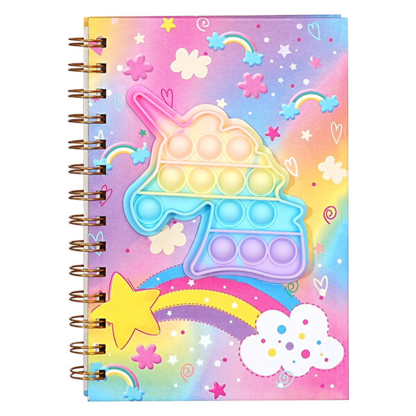 Wholesale bubble pop coil book dinosaur unicorn silicone notebook