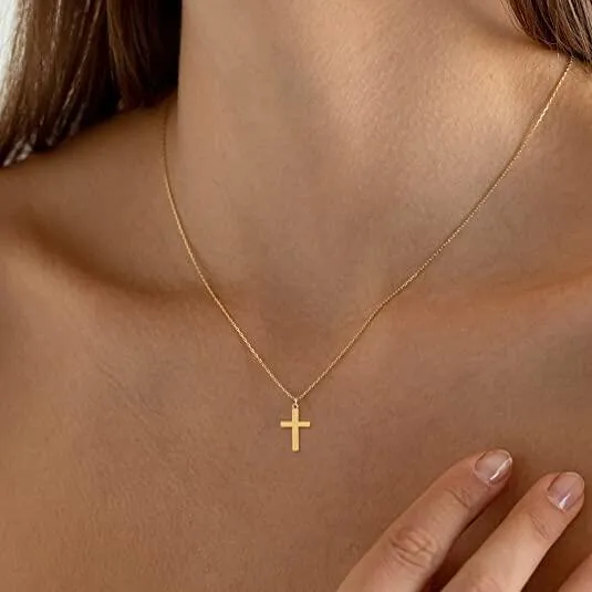 Wholesale Jewelry Simple Style Cross Titanium Steel 18K Gold Plated Plating Pendant Necklace