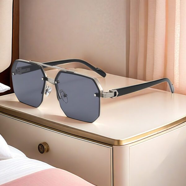 Wholesale Cross-border sunglasses new boys driving big face thin driving UV protection advanced half-frame sunglasses box