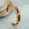 Wholesale Wide Open Stainless Steel Bracelet Plated In 18K Gold With Stylish Leopard Print Ribbon Fashionable Jewelry Accessory For Women
