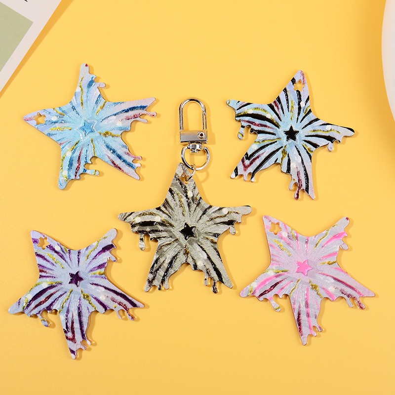 Wholesale Fireworks Five-inted Star Pendant DIY Keychain