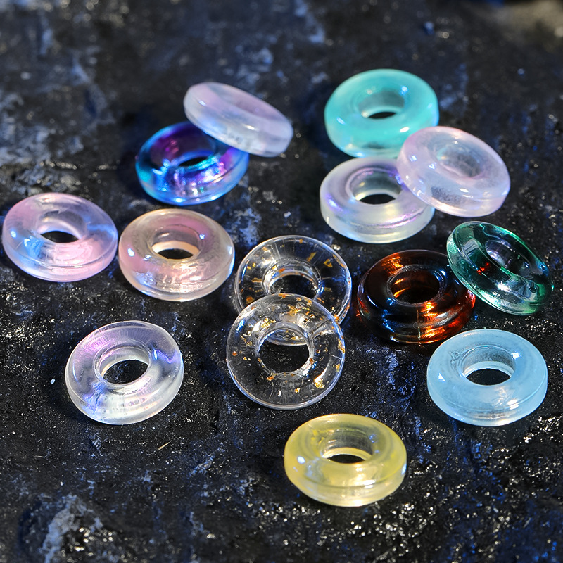 Wholesale DIY Jewelry Aessories 10mm Colorful Circle Glass Running Ring Large Hole Beads Glass Beads Hand String Separated Beads Loose Beads