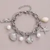 Hawaiian Bohemian Beach Starfish Shell Hippocampus Pearl 304 Stainless Steel Stainless Steel Chain Bracelets In Bulk