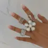 Wholesale New Stylish Wide Face Ring 316 Stainless Steel Sold Well Floral Exaggerated Design Fashionable Women's Jewelry Accessory
