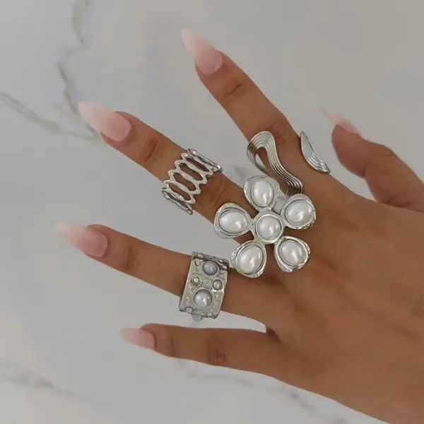 Wholesale New Stylish Wide Face Ring 316 Stainless Steel Sold Well Floral Exaggerated Design Fashionable Women's Jewelry Accessory