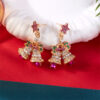 Wholesale Colorful rhinestone snowflake Christmas tree earrings