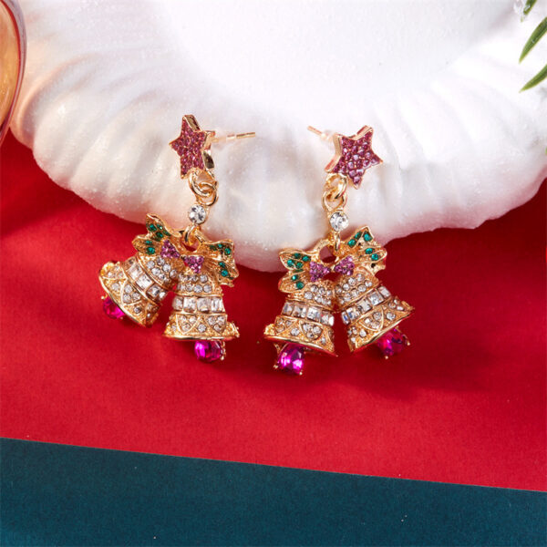 Wholesale Colorful rhinestone snowflake Christmas tree earrings