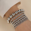Wholesale Full Hosted European and American Fashion Creative CCB Round Bead Bracelet 7 Piece Set Simple Multi-layer Stacked Wear Wind Beaded Bracelet