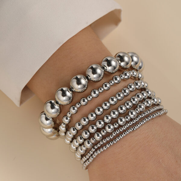 Wholesale Full Hosted European and American Fashion Creative CCB Round Bead Bracelet 7 Piece Set Simple Multi-layer Stacked Wear Wind Beaded Bracelet