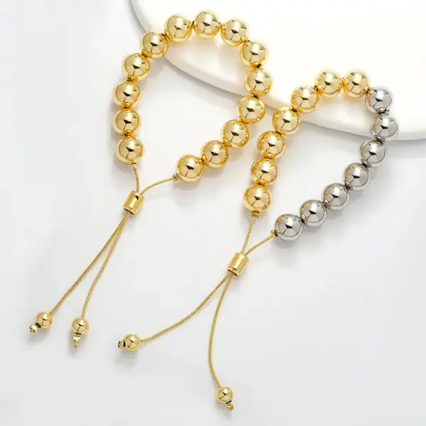 Wholesale Jewelry Simple Style Round Copper Drawstring Bracelets Ball Chain