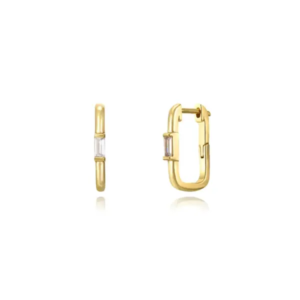 Wholesale 1 Pair IG Style U Shape Geometric Inlay Copper Zircon Gold Plated Ear Cuffs Earrings