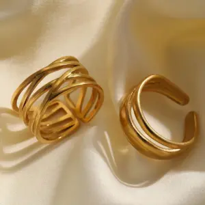 Wholesale 1 Piece Casual Glam Artistic Irregular Geometric 304 Stainless Steel 18K Gold Plated Women's Open Rings