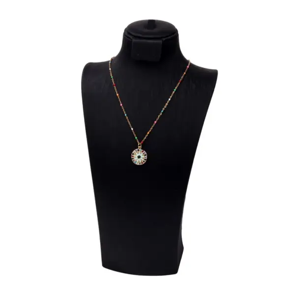 Wholesale Devil's Eye Drip Oil Palm Pendant Stainless Steel Necklace Wholesale Nihaojewelry
