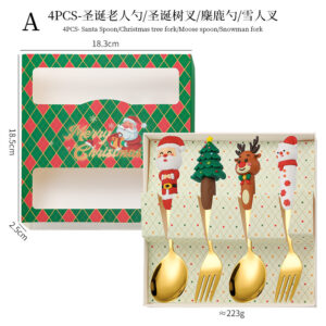 A green box big doll spoon and fork four-piece set-gold
