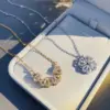 Wholesale Four-leaf Clover Titanium Steel Necklace Women's High-end Light Luxury Love Heart Collarbone Instagram Fashionable Necklace Niche Women's Necklace