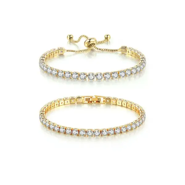 Wholesale Jewelry Elegant Geometric Copper Zircon Bracelets Box Chain Tennis Chain