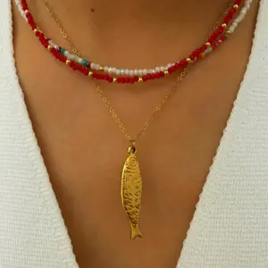 Main Picture Small Fish White and Red Beaded Three-Piece Set / Average Size