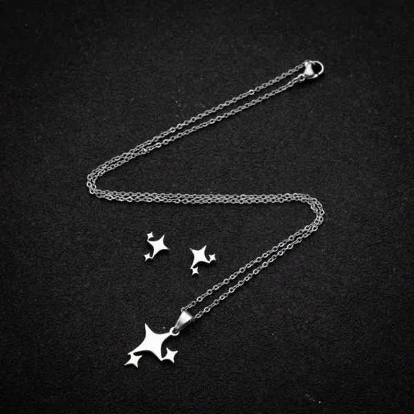 Wholesale PVD Coated 18K Gold Real Gold Plated Star 201 Stainless Steel Simple Style Waterproof Non Tarnish Earrings Necklace
