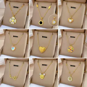 PVD Coated Real Gold Plated Geometric Titanium Steel Classic Style Waterproof Non Tarnish Titanium Steel Pendant Necklace