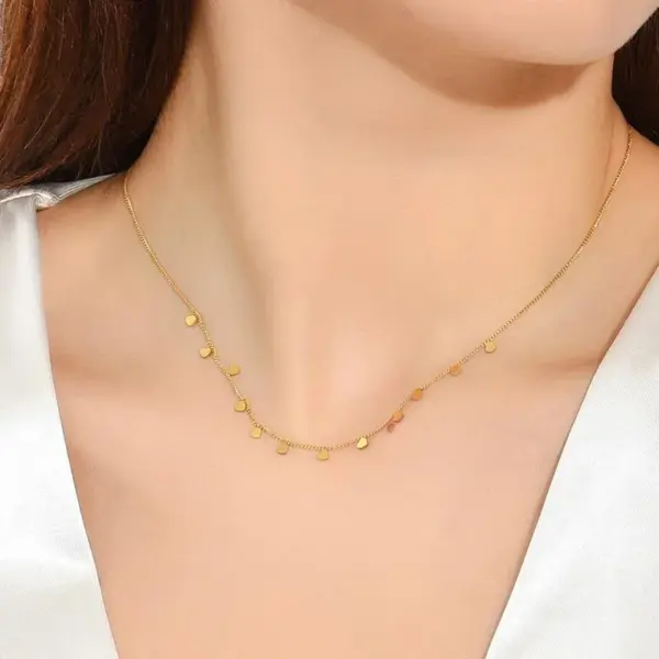 Wholesale Jewelry Simple Style Heart Shape 304 Stainless Steel 14K Gold Plated Polishing Patchwork Stainless Steel Necklaces