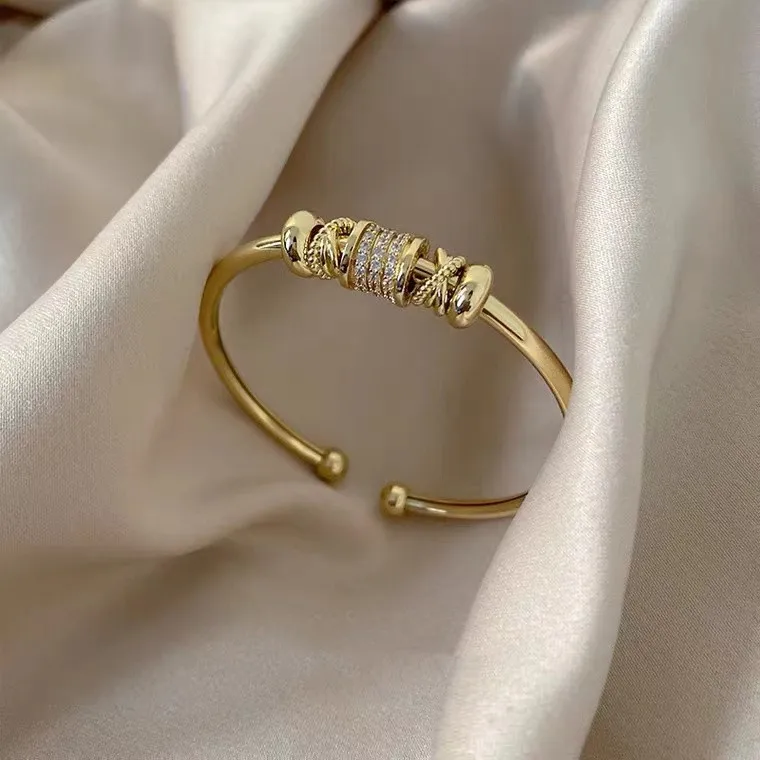 Wholesale 1 Piece Fashion Copper Plating Inlay Zircon Bangle