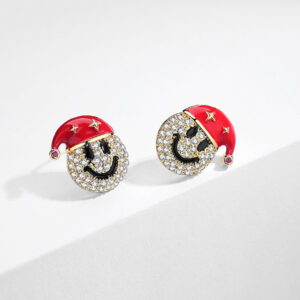 Silver Needles: Christmas Hat Smiley Earrings