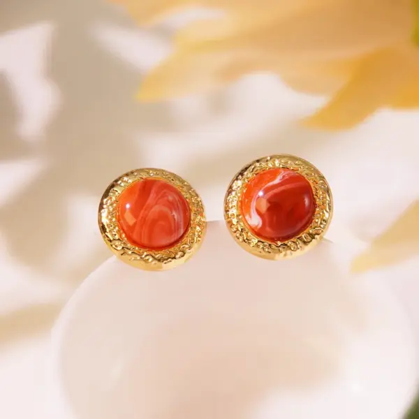 Wholesale 304 Stainless Steel Plastic Geometric Electroplating Imitation Gold Elegant Vintage Style Ear Studs