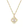 Wholesale Classic Style Round Flower Stainless Steel Copper Plating Pendant Necklace
