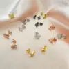 Wholesale PVD Coated 18K Gold Real Gold Plated Butterfly 304 Stainless Steel Simple Style Waterproof Non Tarnish Ear Studs
