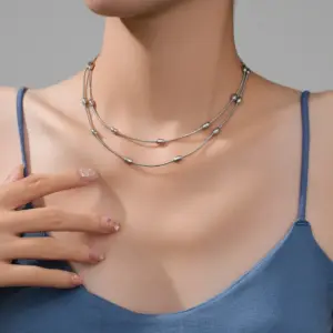 Double-Layer Rice Chain (Steel Color)