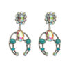 Wholesale Cross-border retro turquoise geometric earrings new alloy inlaid turquoise diamond multi-layer bohemian temperament earrings
