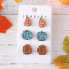 Wholesale Autumn Thanksgiving Leopard Print Wood Earring Set