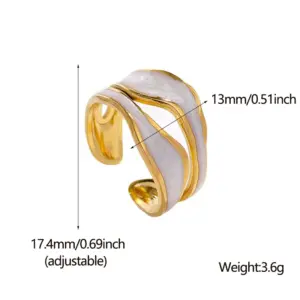 PVD Coated Real Gold Plated Geometric Stainless Steel Fashion Waterproof Non Tarnish Open Ring