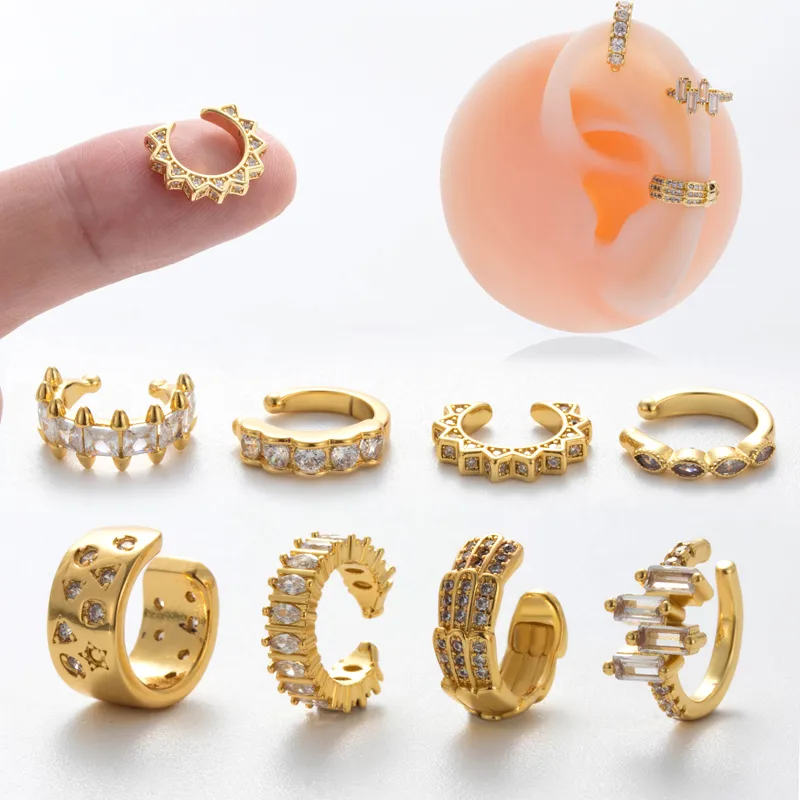 Wholesale 1 Piece Ear Cartilage Rings & Studs Cool Style Shiny Geometric Copper Plating Inlay Zircon