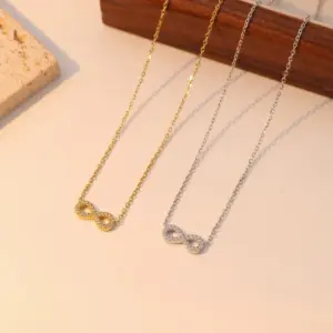 Wholesale PVD Coated 18K Gold Platinum Real Plated Infinity 304 Stainless Steel Casual Simple Style Waterproof Non Tarnish Pendant Necklace
