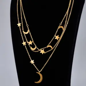 Wholesale Jewelry Heart 304 Stainless Steel Titanium Steel 18K Gold Plated Inlaid Shell Inlaid Gold Necklace