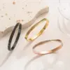 Wholesale Simple Style Solid Color Titanium Steel Inlay Rhinestones Rings Bracelets