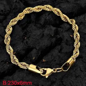 Gold (Width 6mm) / Bracelet 9 Inches (Length 23cm)